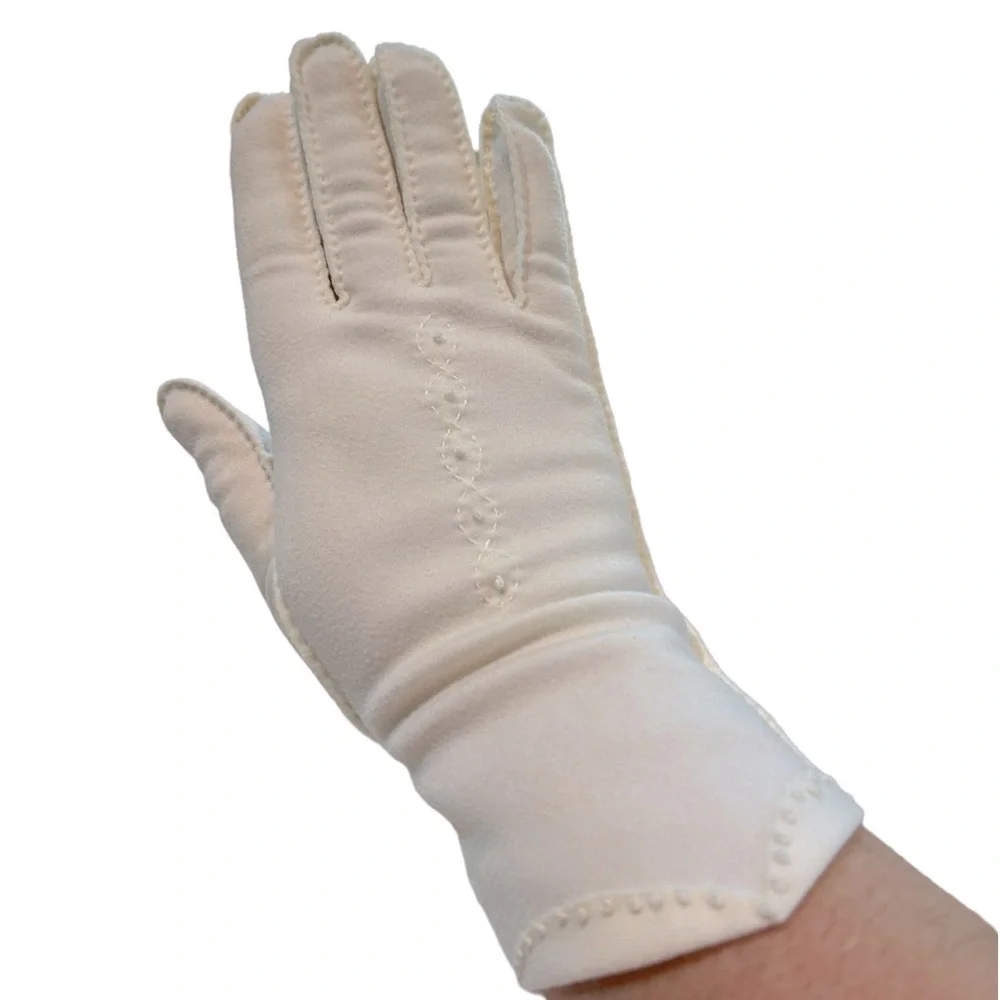 Vintage Ladies Gloves‎ White Cotton M